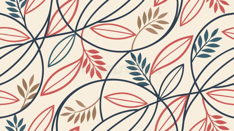 Abstract pattern with stylized leaves and stems, natural design, vector design Generative AI royalty free illustration