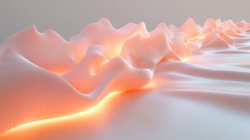 Abstract Peach Colored Waves Illuminated From Below royalty free illustration