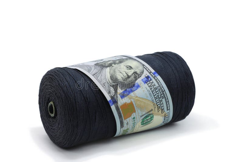 Spool of Black Nylon Thread. a Small Part of the Thread from the