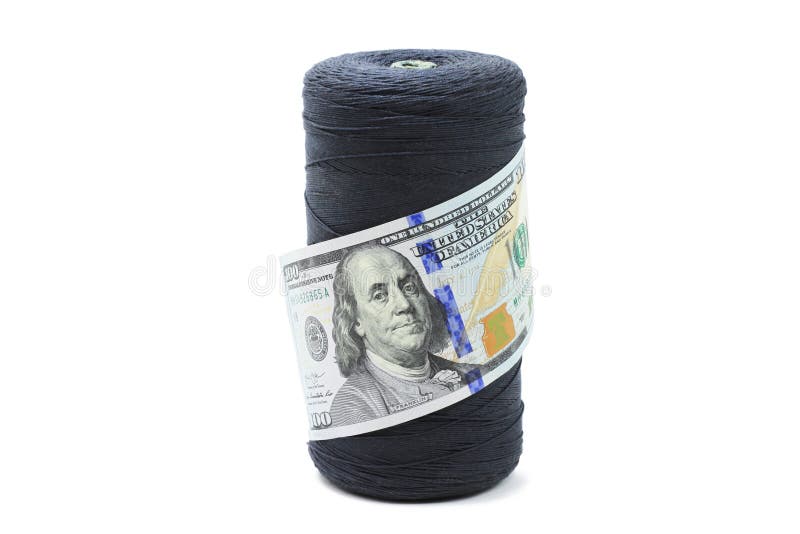 Spool of Black Nylon Thread. a Small Part of the Thread from the