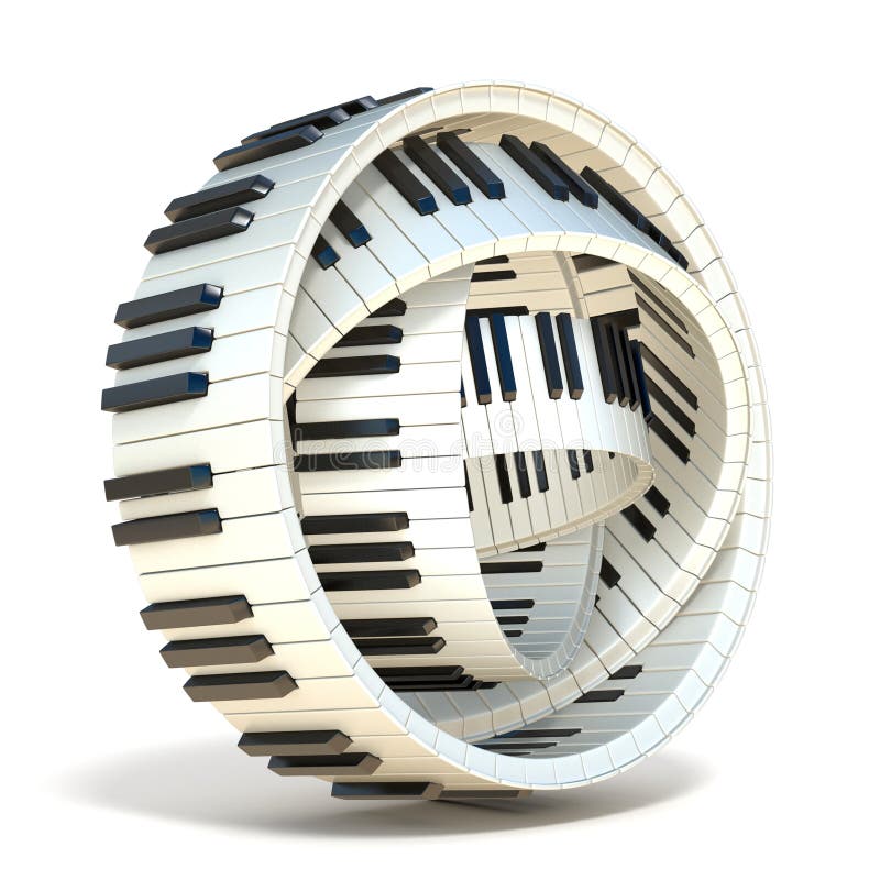 Piano keys circle, 3d stock illustration. Illustration of audio - 39816826
