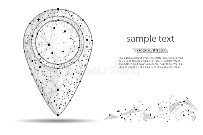 Pin Pointer. isolated from low poly wireframe on white background. Vector abstract polygonal image mash line and point. stock illustration