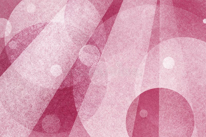 Abstract pink background with layers of light pink white and dark pink circles and beams of light rays or angled stripes in random pattern and parchment paper texture, abstract bokeh lights design. Abstract pink background with layers of light pink white and dark pink circles and beams of light rays or angled stripes in random pattern and parchment paper texture, abstract bokeh lights design