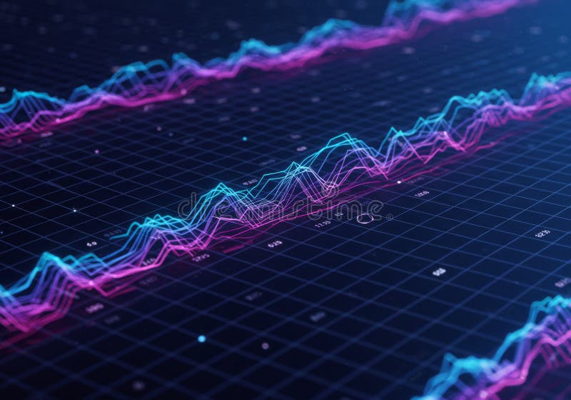 Abstract Pink Blue Data Waveform Visualization royalty free illustration