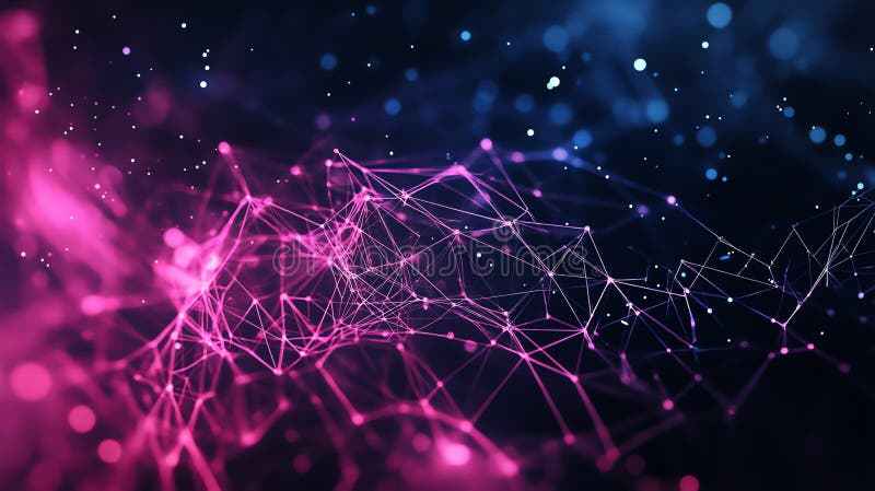 Abstract Network Background Glowing Pink Blue Nodes