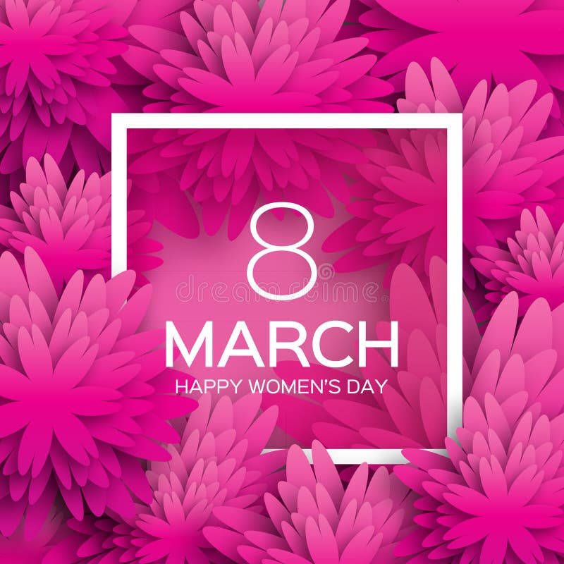 Abstract Pink Floral Greeting card - International Happy Women s Day - 8 March holiday background