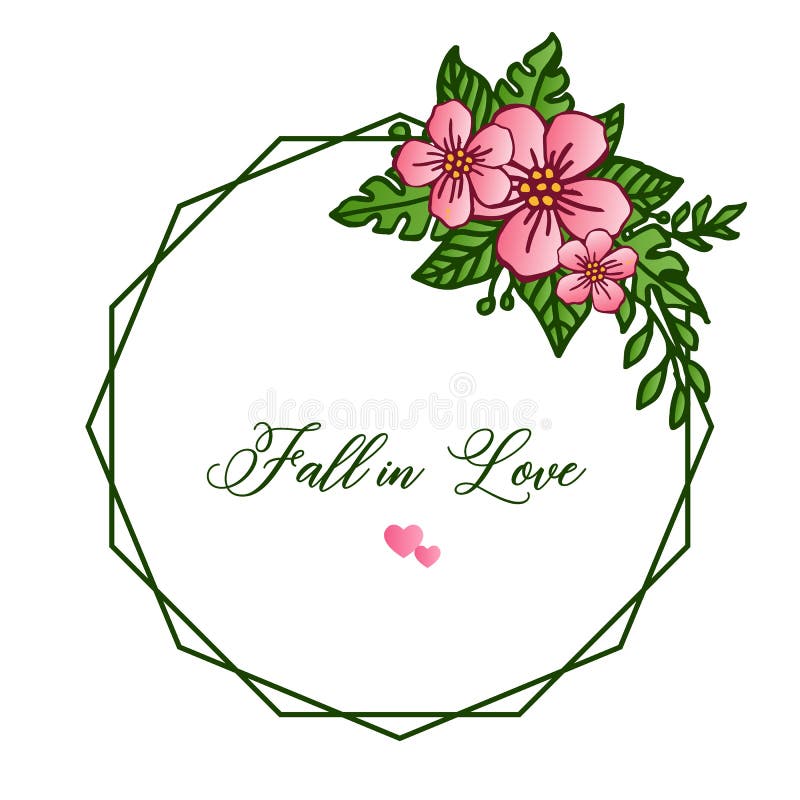 Abstract Pink Flower Frame Blooms, for Design of Banner Fall in Love
