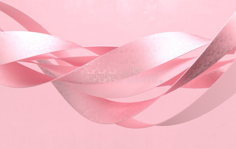 Abstract Pink and Rose Gold Twisted Geometric Shapes, Waves. Modern