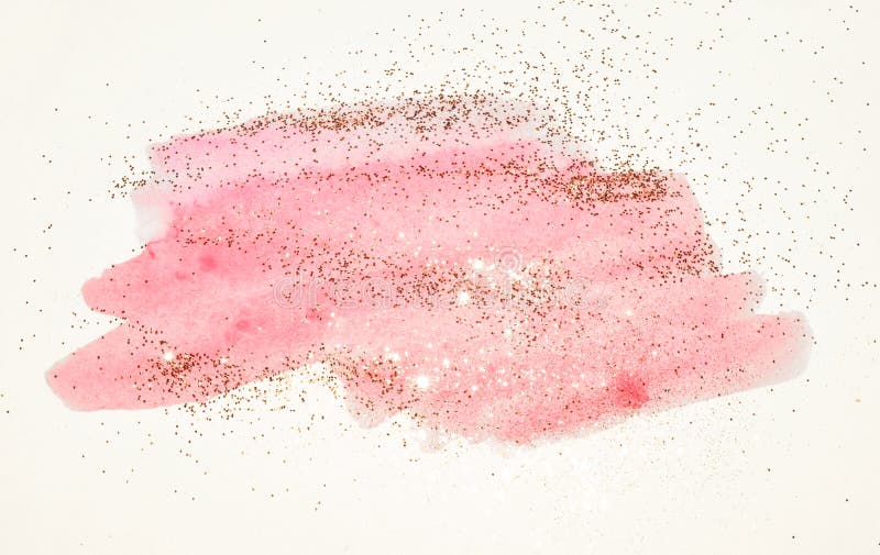 Abstract Pink Watercolor Splash and Golden Glitter in Vintage Nostalgic
