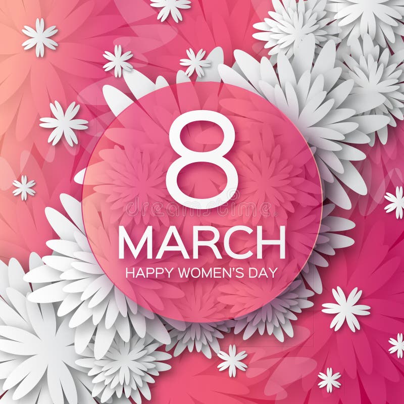 Abstract Pink White Floral Greeting card - International Happy Women's Day - 8 March holiday background vector illustration Abstract Pink White Floral Greeting card - International Happy Women's Day - 8 March holiday background vector illustration