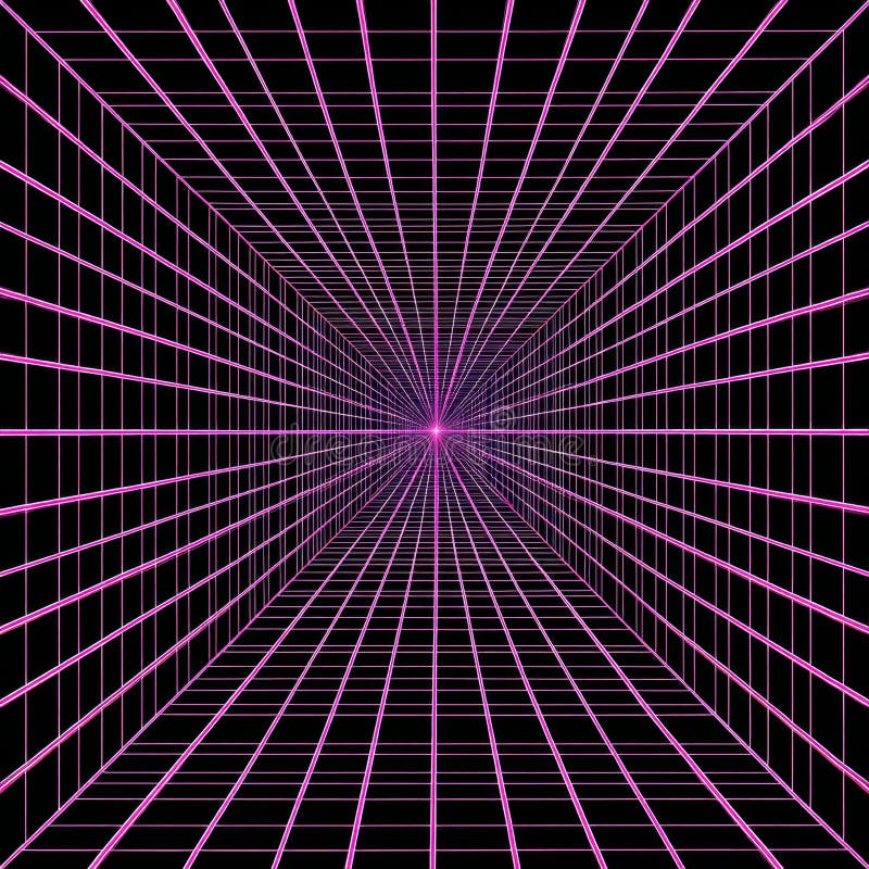 Abstract Pink and White Grid Cube Digital Art vector illustration