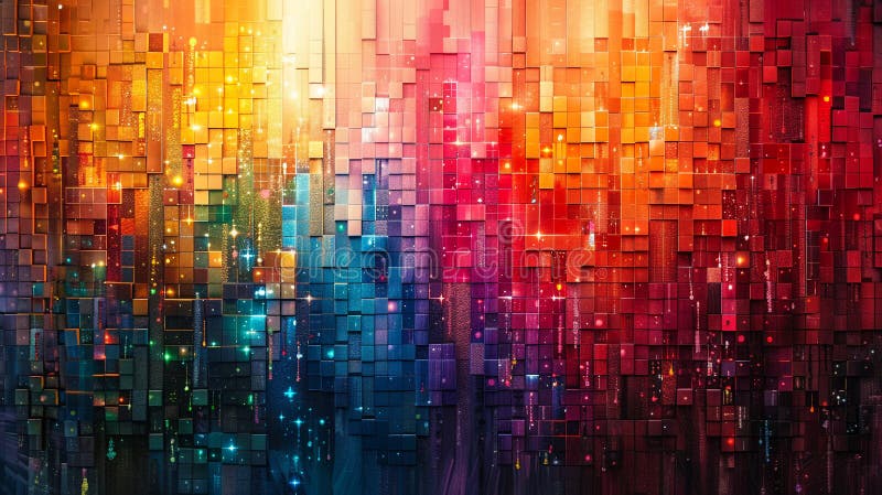 Abstract Pixel Art Background with Vibrant Mosaic royalty free stock photography