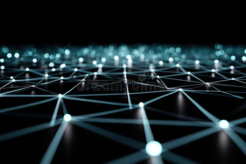 Abstract Pixel Art Network with Glowing Points for Tech Aesthetic Designs royalty free stock photography