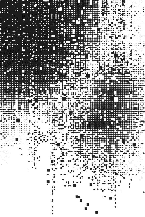 Abstract pixel disintegration background with decay and dotted pattern effect stock images