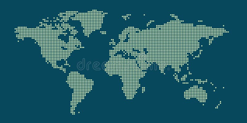 Abstract Pixel World Map. Halftone Style. Vector Illustration Stock