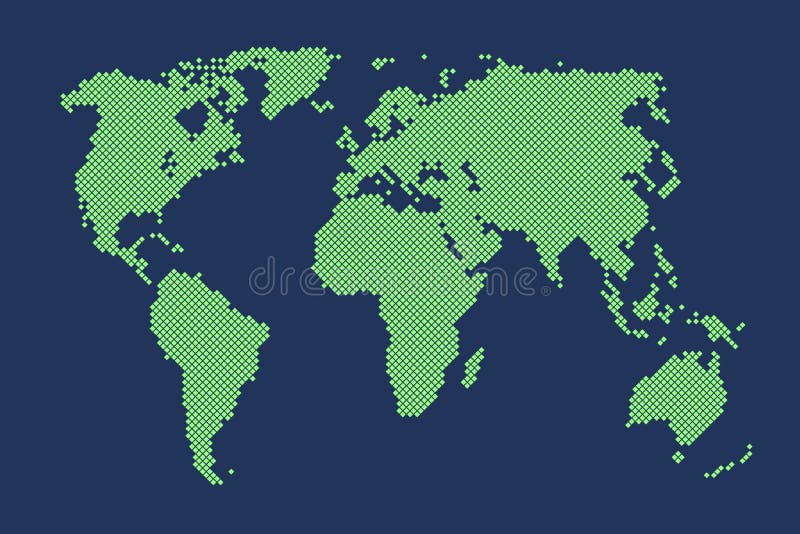 Abstract Pixel World Map. Halftone Style Stock Vector Illustration of