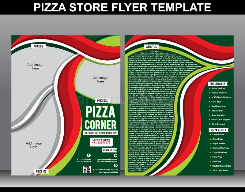 Pizza store flyer template vector illustration. Tech store vectors