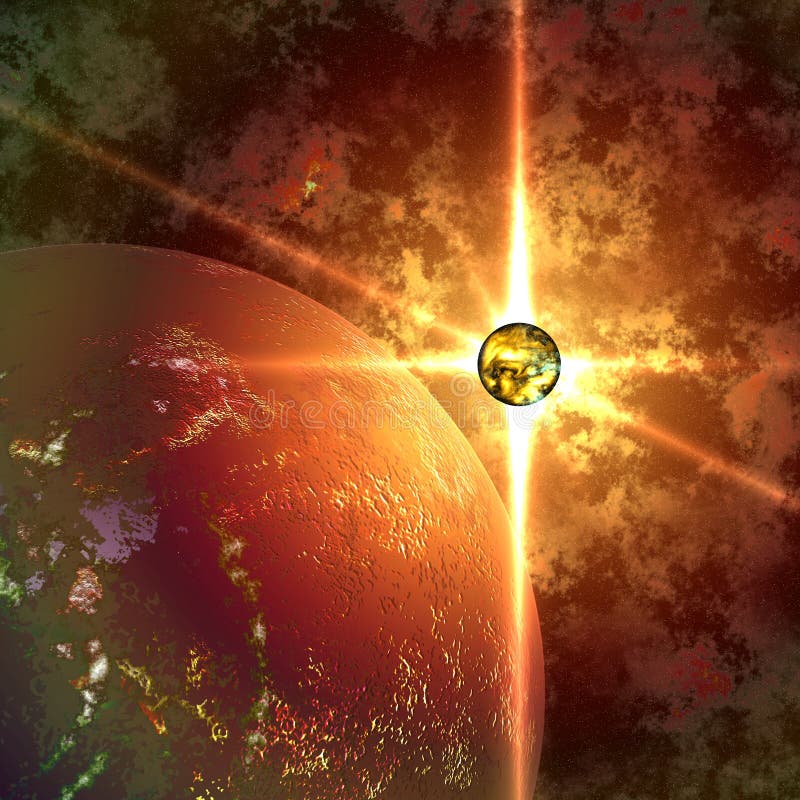 Abstract planet and sun