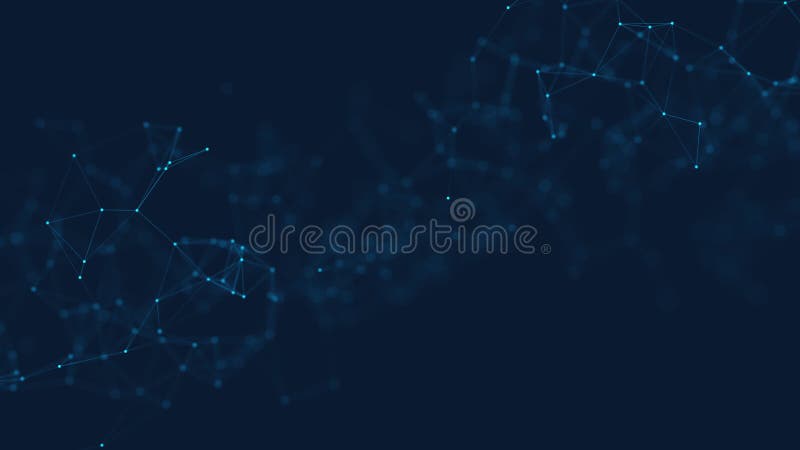 Abstract plexus background. Blue lines and dots. Techno background. stock illustration