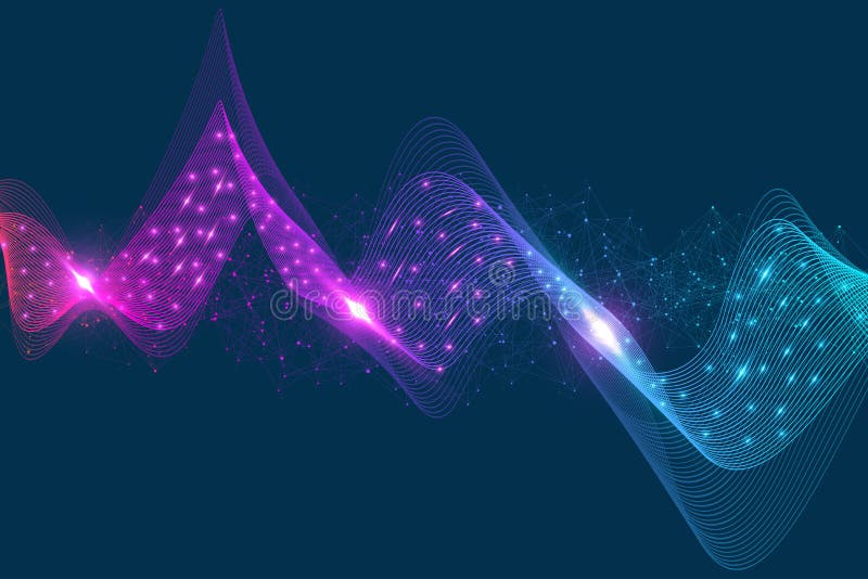 Abstract plexus background with connected lines and dots. Wave flow. Plexus geometric effect Big data with compounds royalty free illustration