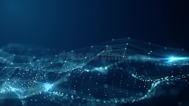 Abstract Plexus Digital Blue Color Wave Triangulation Shapes on digital blue color wave with flowing small particles dance motion vector illustration