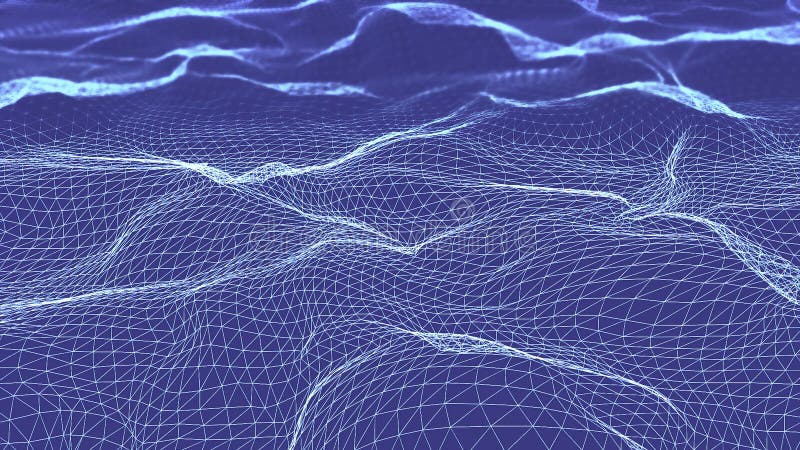 Abstract plexus fantasy background, wavy horizontal surface. Animation. Concept of digital data. royalty free stock photo