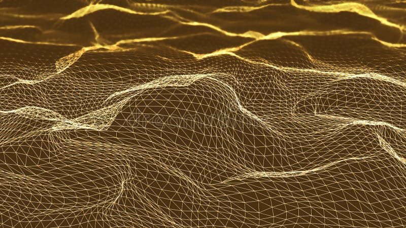 Abstract plexus fantasy background, wavy horizontal surface. Animation. Concept of digital data. royalty free stock photo