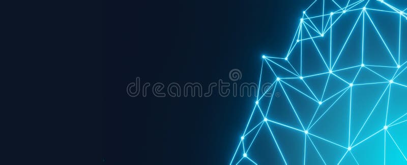 Abstract polygon background geometric line with connect dots and low poly. Blue 3d rendering block chain network. Futuristic royalty free illustration