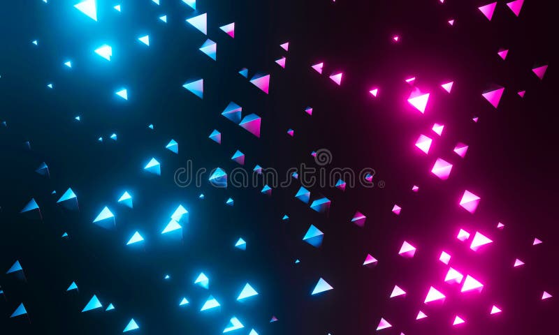 Abstract polygonal background geometric triangle. Empty dark futuristic technology with pink and blue glowing neon light. 3d vector illustration