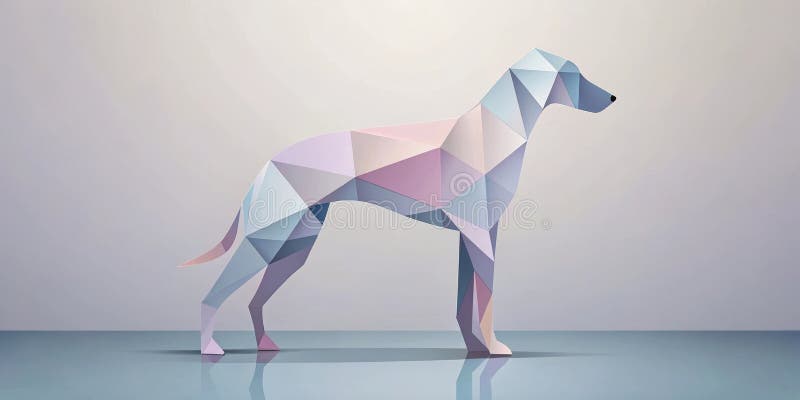 A mesmerizing visual of abstract polygonal canine, pastel color palette, elegant design, low-poly style, modern art, graphic illustration. Generative AI