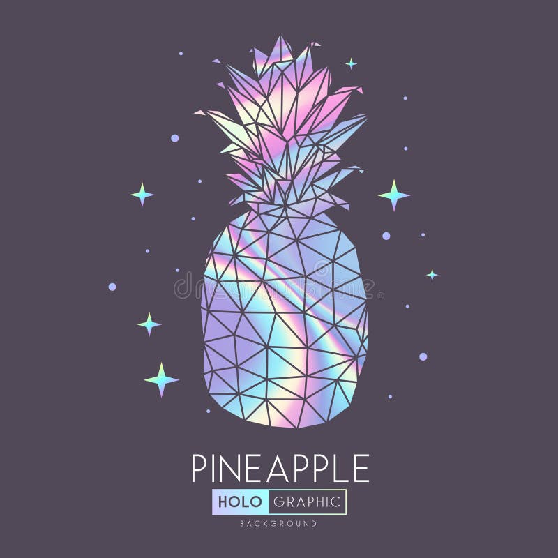 Abstract polygonal holographic pineapple silhouette stock illustration