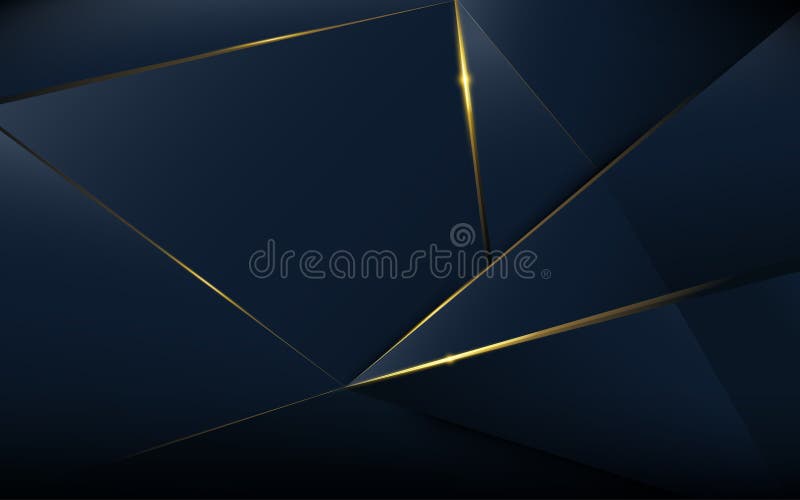 Abstract polygonal pattern luxury dark blue with gold stock illustration