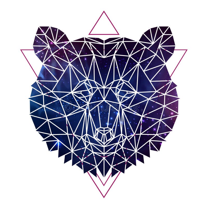 Abstract polygonal tirangle animal bear with open space background. Hipster animal illustration. royalty free illustration