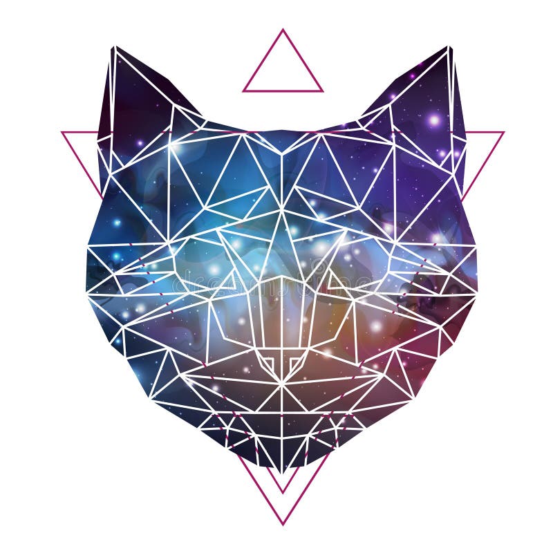 Abstract polygonal tirangle animal cat with open space background. royalty free illustration