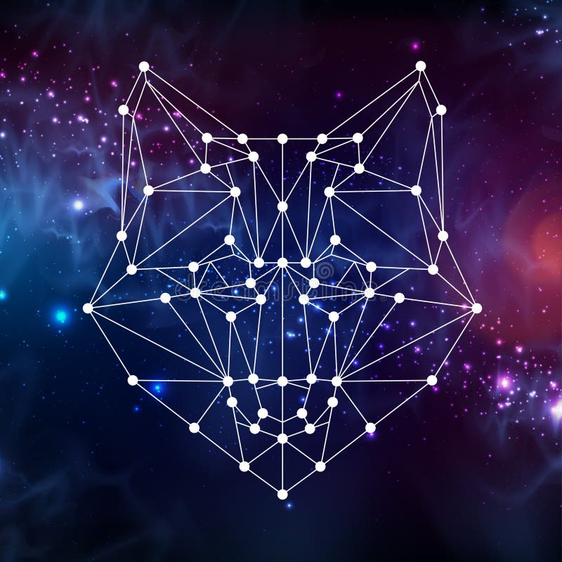 Abstract polygonal tirangle animal fox on open space background. vector illustration