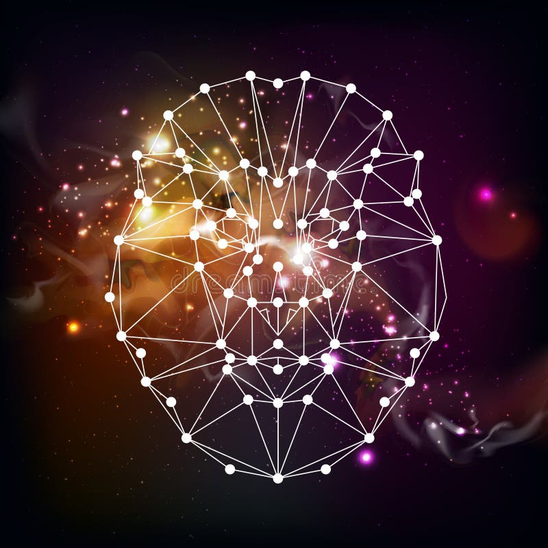 Abstract polygonal tirangle animal lion on open space background. royalty free illustration