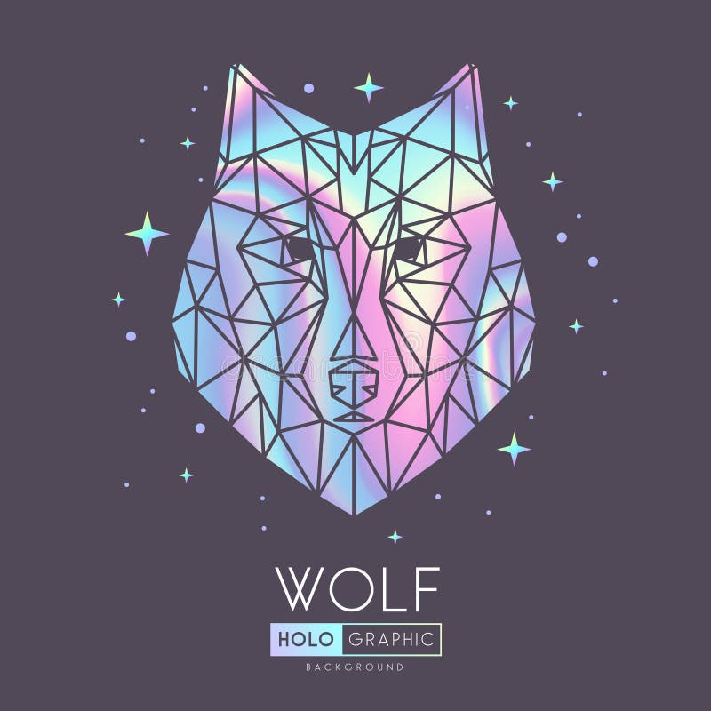 Abstract polygonal tirangle animal wolf. Holographic wolf head illustration royalty free illustration