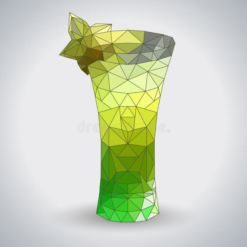 Abstract polygonal tirangle cocktail absinthe. vector illustration