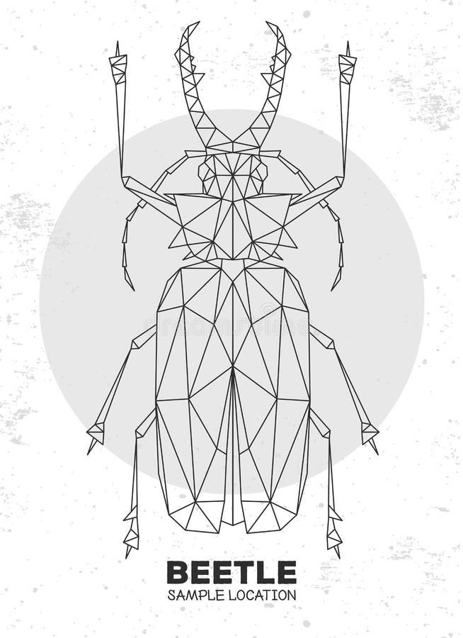 Abstract polygonal triangle Sabertooth Longhorn beetle. Artistic Bug. vector illustration