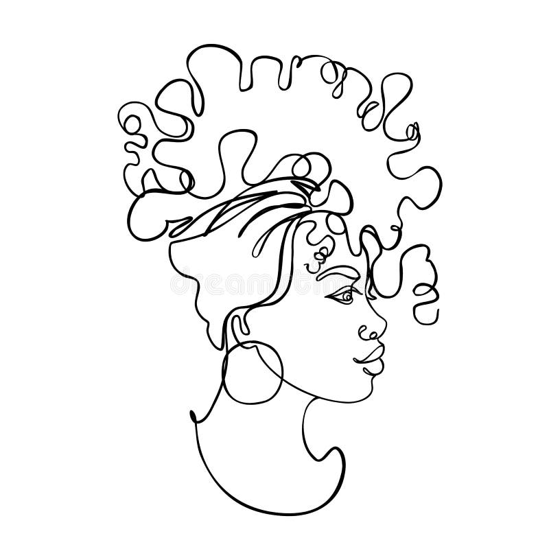 Line Drawing Woman Head Flowers Linear Graphic by subujayd · Creative  Fabrica