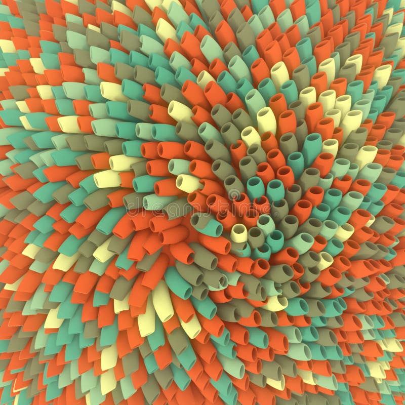Abstract poster with randomly scattered round stalks. 3d rendering illustration vector illustration