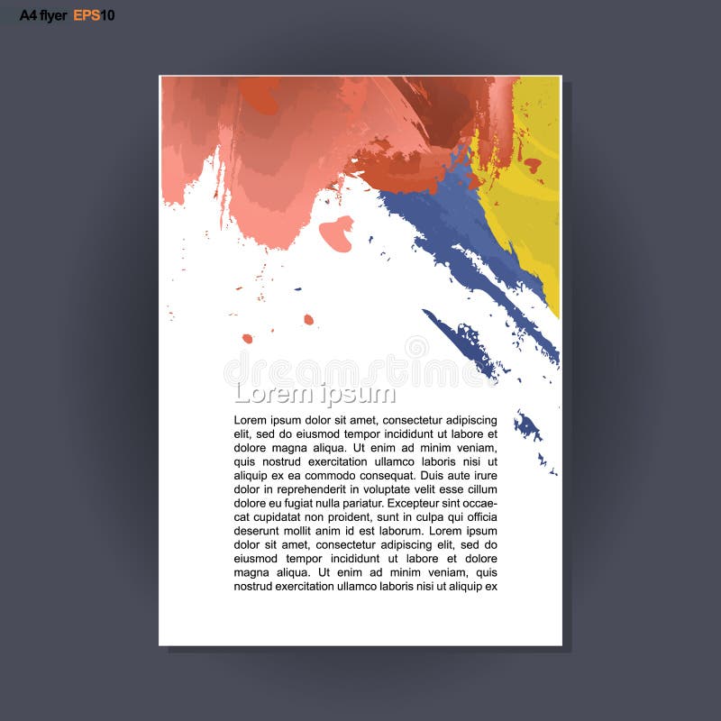 abstract print a4 design with blue red and yellow brush strokes silver and blue flyers