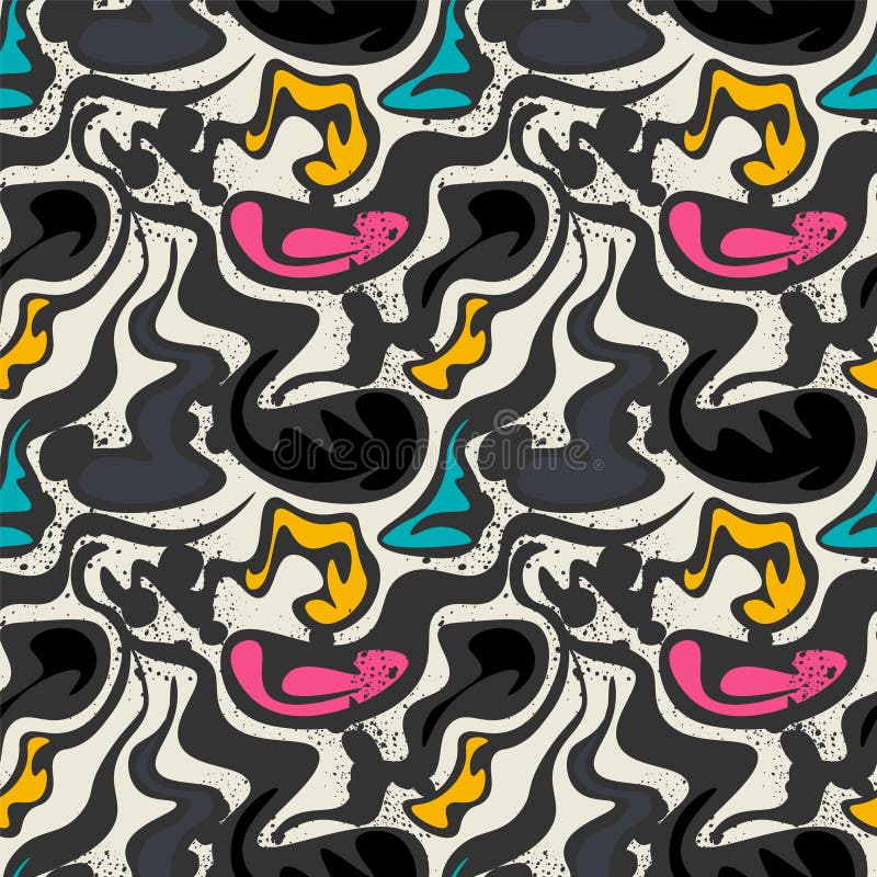 Abstract psychedelic colorful pattern with wave shapes vector illustration