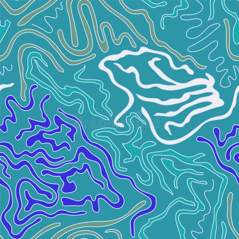 Abstract psychedelic seamless colorful artwork with hand drawn wave patterns stock illustration