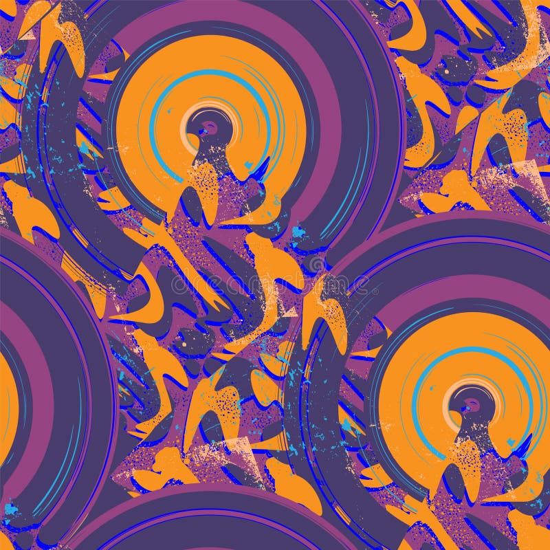 Abstract psychedelic seamless pattern for textile, texture, prints stock illustration.