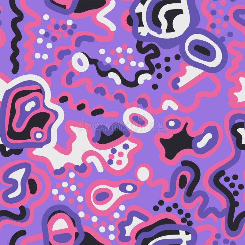 Abstract psychedelic seamless unusual pattern with wave lines stock illustration
