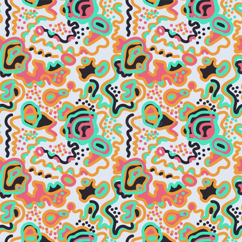 Abstract psychedelic seamless unusual pattern with wave lines vector illustration