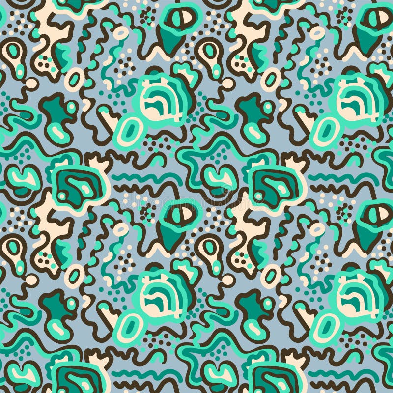 Abstract psychedelic seamless unusual pattern with wave lines stock illustration