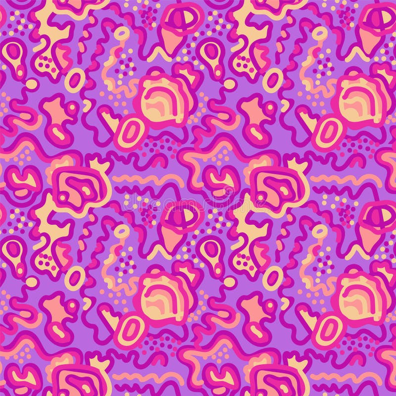 Abstract psychedelic seamless unusual pattern with wave lines vector illustration