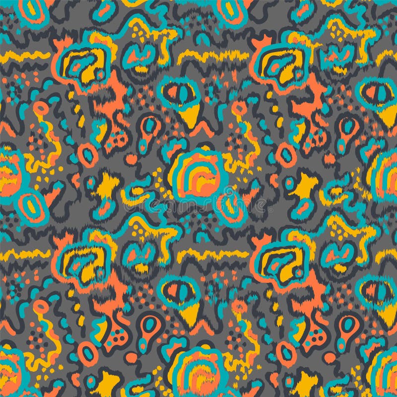 Abstract psychedelic seamless unusual pattern with wave lines stock illustration